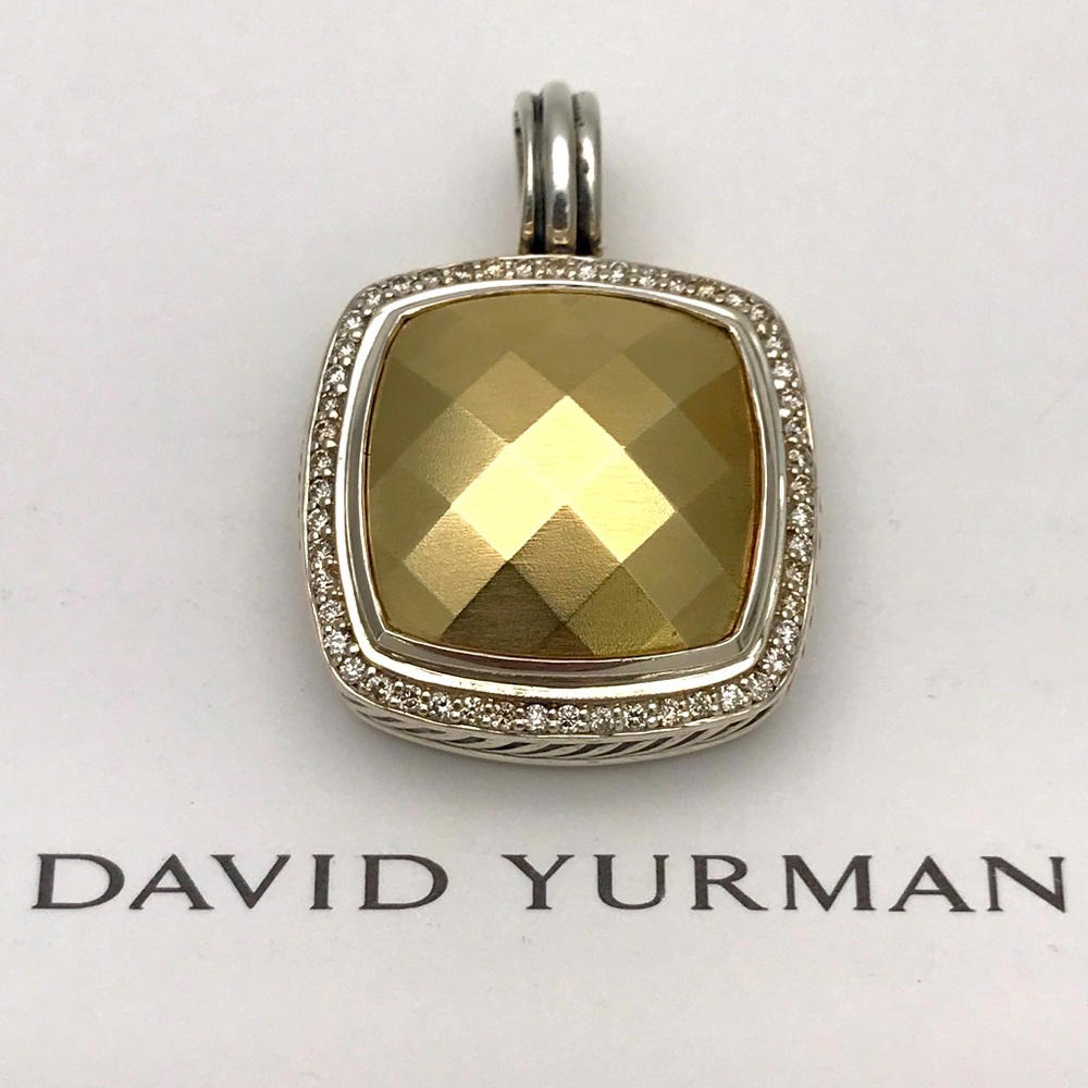 💯DAVID YURMAN Albion Sterling Silver/750 Yellow Gold .30pts(tw) Diamond Pendant